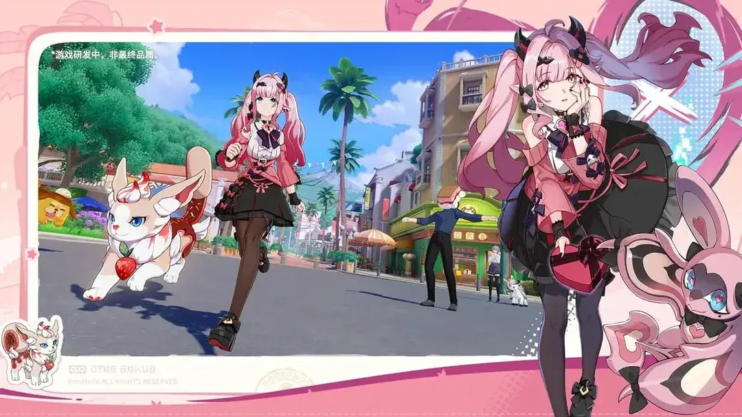 Pink-haired Jirai Kei character